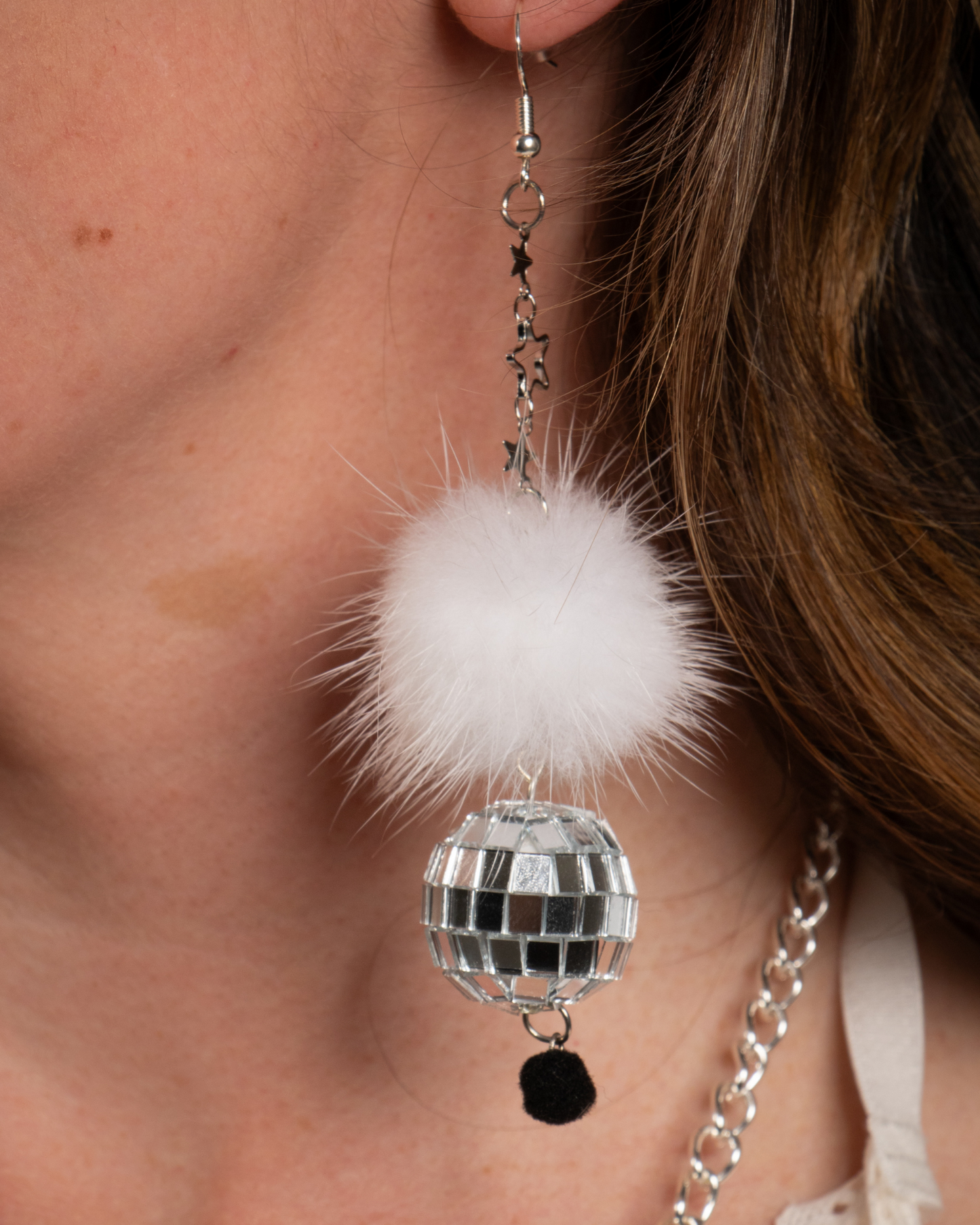Fluffy Disco Ball Earrings