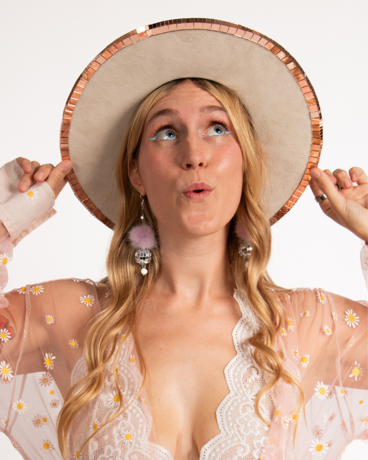 Rose-Gold Full Disco Rancher-Style Hat