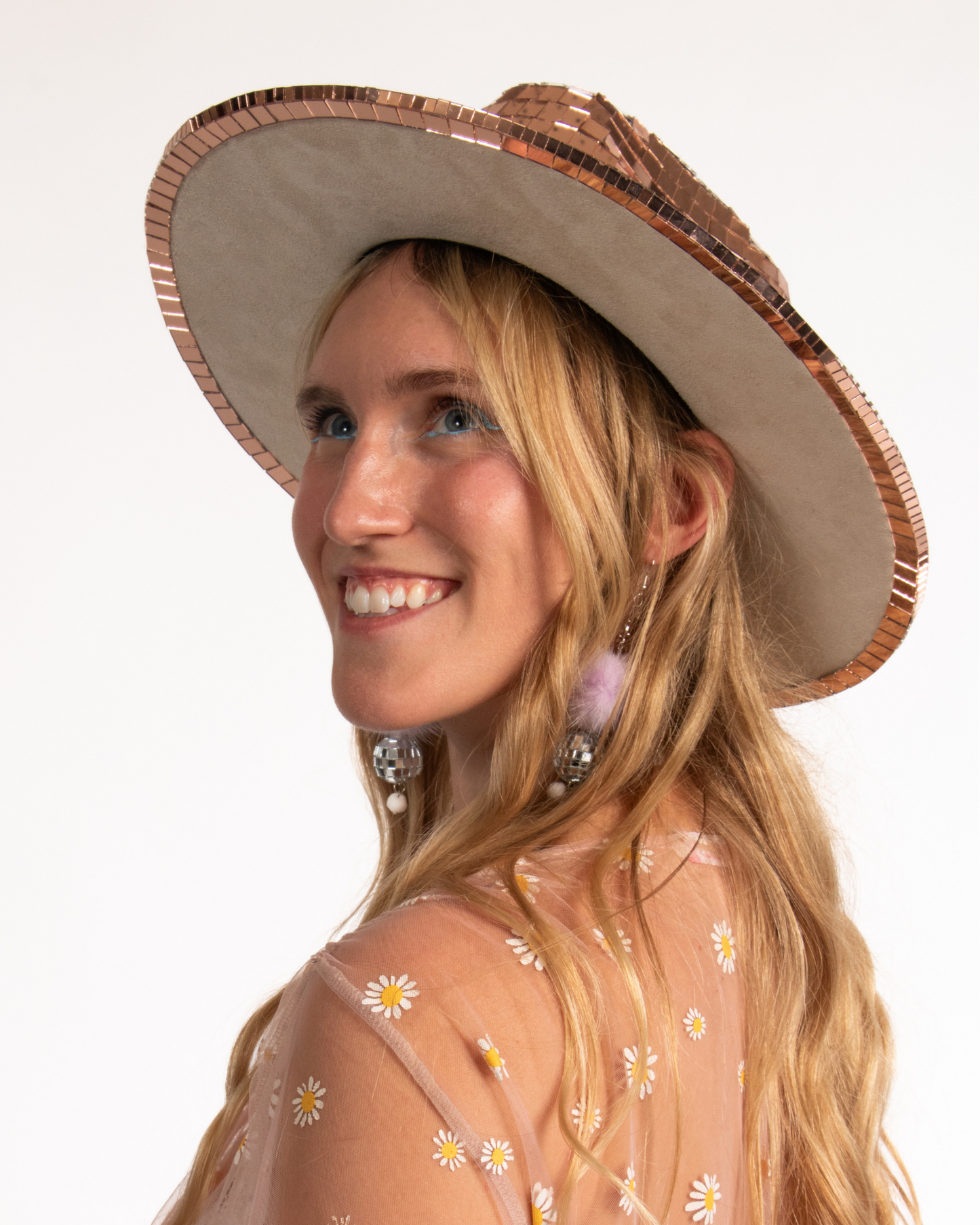 Rose-Gold Full Disco Rancher-Style Hat
