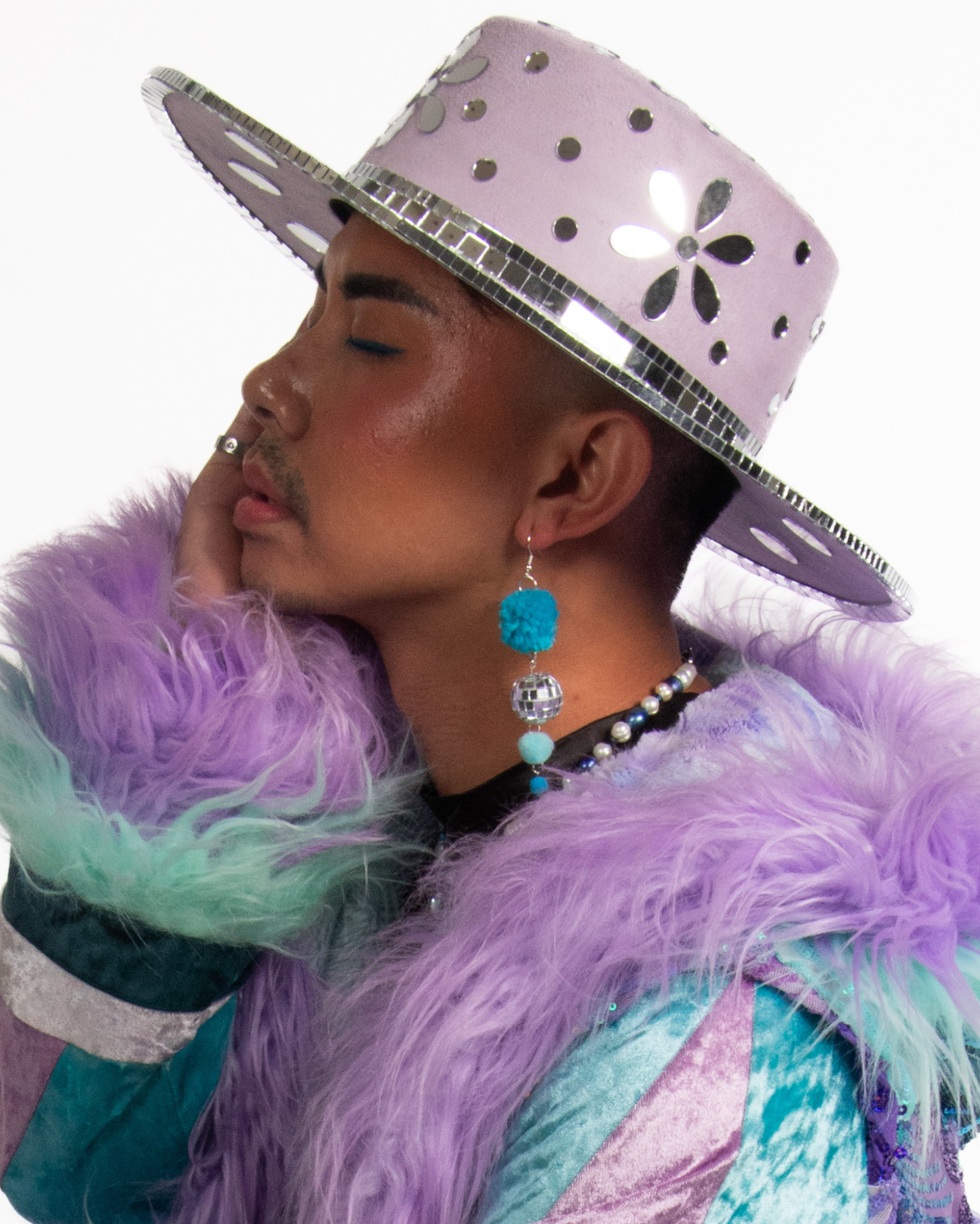 Fluffy Disco Ball Earrings