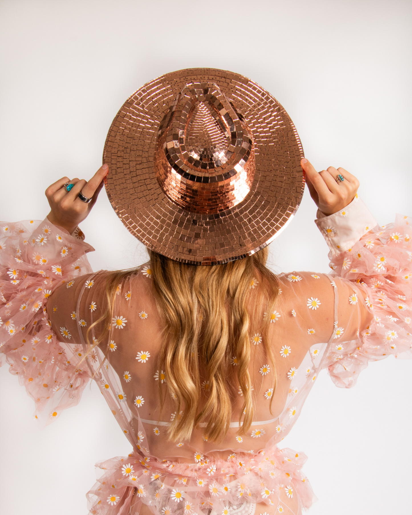 Rose-Gold Full Disco Rancher-Style Hat
