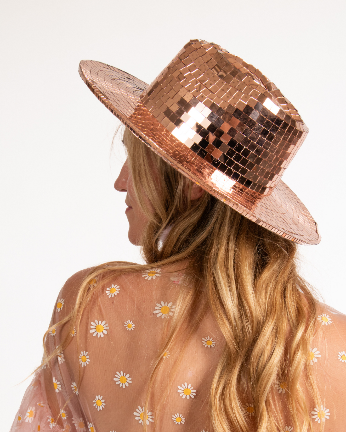 Rose-Gold Full Disco Rancher-Style Hat